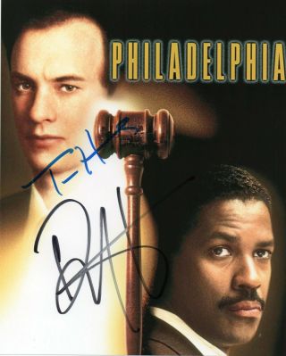 Autographed Tom Hanks & Denzel Washington Signed 8 X 10 Photo Really