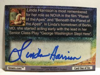 Linda Harrison Hand Signed Autograph Card - Sexy Actress - Planet Of The Apes
