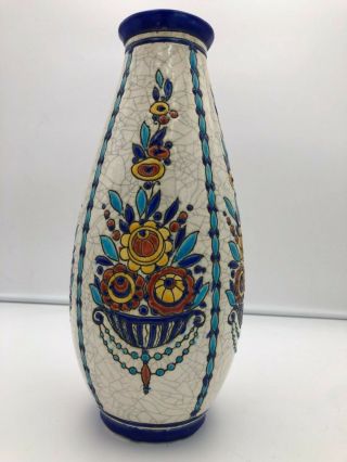 13” Tall Boch Freres Charles Catteau Deco Vase