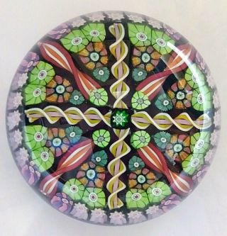 Vintage 1984 Perthshire Art Glass Paperweight Millefiori Ribbons Twists Scotland