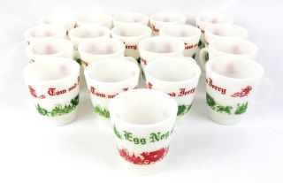 Vintage Hazel Atlas Tom And Jerry Milk Glass Eggnog 19 Cups Pyrex Christmas