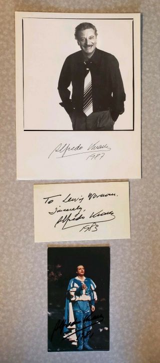 Alfredo Kraus Signed Vintage 7x9 & 4x6 Photos And 3x5 Card,  Spanish Opera Tenor