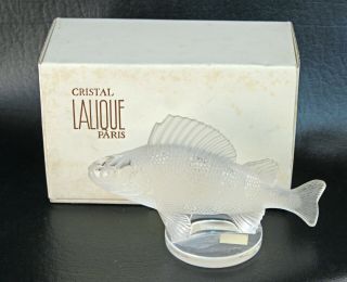 Lalique Art Glass Perch Crystal Fish Perche Signed Sculpture Paperweight