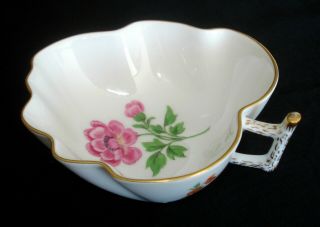 Vtg Meissen Porcelain Hand Painted Floral Leaf Shaped Dish 226/161