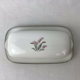 Noritake Crest 5421 Butter Dish Lily Of The Valley Silver China Vintage