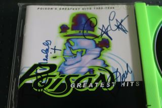 Poison Auto Signed Cd Cover Bret Michaels,  Bobby Dall And C.  C.  Deville