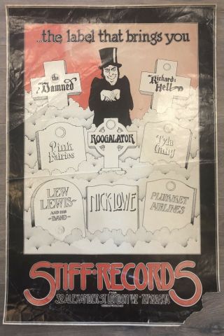 The Damned Own Stiff Records Rare 1977 Uk Promo Poster Punk Sex Pistols