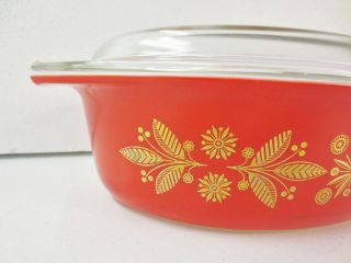 RARE Vintage Promo PYREX Golden Poinsettia Red CHRISTMAS 2.  5 Qt Baking Dish Lid 5