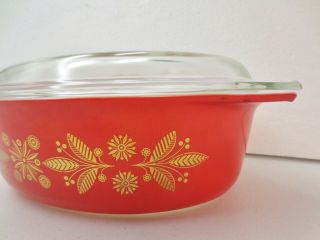 RARE Vintage Promo PYREX Golden Poinsettia Red CHRISTMAS 2.  5 Qt Baking Dish Lid 7