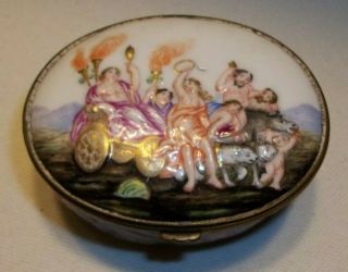 Antique Oval Trinket Jewelry Box Casket Capodimonte Semi Nude Scenes