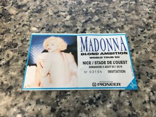 Madonna Blond Ambition Tour 1990 France Ticket Stub