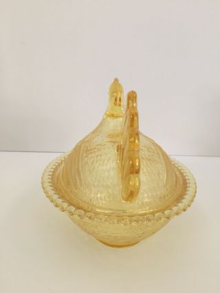 Indiana Glass Hen on Nest Rare TOPAZ Yellow Color / Covered Candy Dish Bowl 4