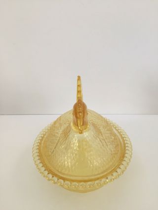 Indiana Glass Hen on Nest Rare TOPAZ Yellow Color / Covered Candy Dish Bowl 5