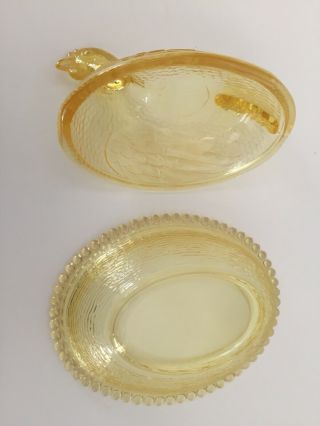 Indiana Glass Hen on Nest Rare TOPAZ Yellow Color / Covered Candy Dish Bowl 8