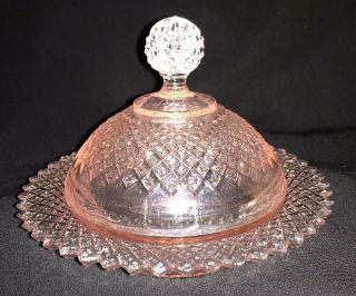 Anchor Hocking Pink Miss America 2 Piece Covered Butter Dish 2