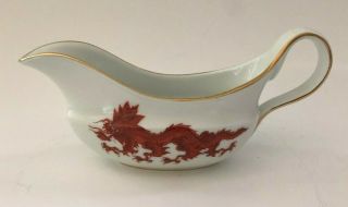 Red Dragon Meissen Gravy Boat With Gold Detailing