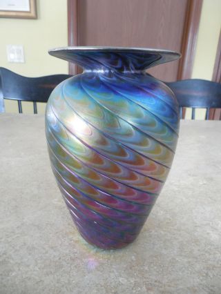 Msh Signed Mt.  St.  Helens Art Glass Vase 6 " Tall