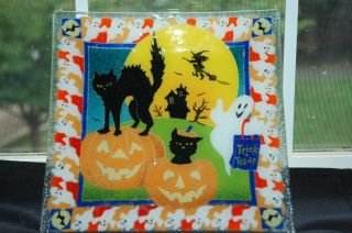 Peggy Karr Glass Fused Halloween Square " Boo "