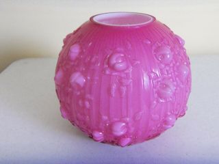 Rare 1981 Fenton Light Dusty Rose Overlay “roses / Cabbage Rose” Ball Lamp Shade