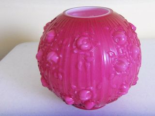 Rare 1981 Fenton Dusty Rose Overlay “roses / Cabbage Rose” Ball Lamp Shade