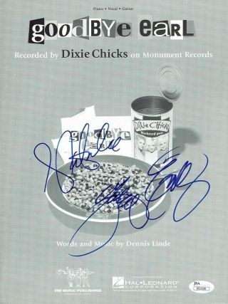 Dixie Chicks Robison Maguir Maines Autographed Signed Sheet Music Jsa Aftal