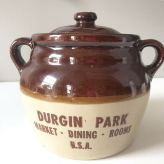 Rare Vintage Durgin Park Bean Pot Boston 2 Quart Monmouth Western Stoneware