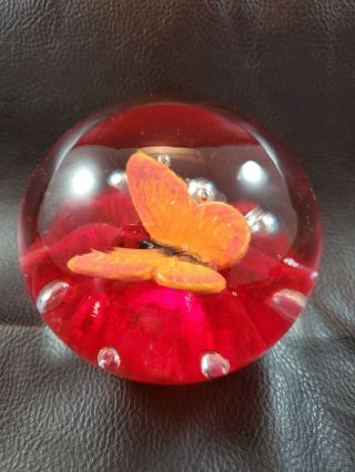 Art Glass Butterfly Bob St Clair Paperweight