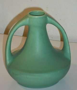 Antique Teco ?? Arts & Crafts Two Handled Vase Green