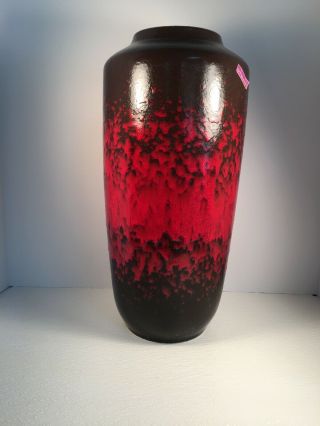 18” Vintage 1960s - 1970s Scheurich Keramik German Pottery Xl Fat Lava Floor Vase