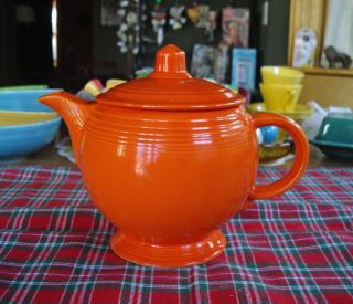 Vintage Fiesta Red Medium Teapot Tea Pot W/ Lid