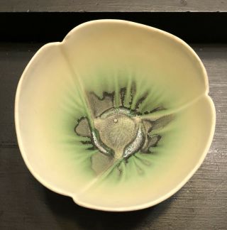 Newcomb College Pottery Cream Green Gray Colored Ceramic Bowl
