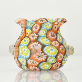Antique Satinated Millefiori Art Glass Miniature Vase by Fratelli Toso Murano 3