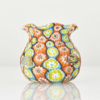 Antique Satinated Millefiori Art Glass Miniature Vase by Fratelli Toso Murano 4