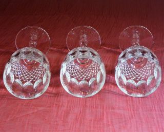 3 Vintage Waterford Marked Cut Glass Colleen Pattern Tall Stem Water Goblets 5