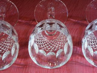 3 Vintage Waterford Marked Cut Glass Colleen Pattern Tall Stem Water Goblets 7