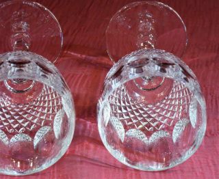 3 Vintage Waterford Marked Cut Glass Colleen Pattern Tall Stem Water Goblets 8