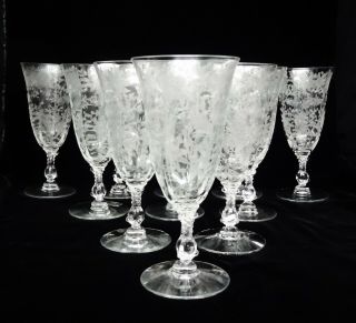 11 Cambridge Wildflower Low Footed Tumblers Wine Glasses 7 Inch