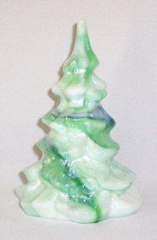 Fenton Glass Green Slag Christmas 6 1/4 " Tree