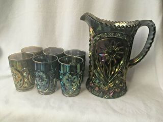 Imperial Smoke Four Seventy Four Mayflower Vintage Water Set Pitcher Tumblers
