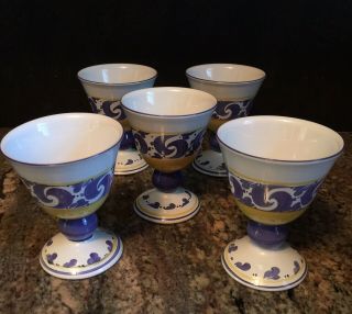 Herend Village Pottery Splash Goblet Set Of 5 - Only Once