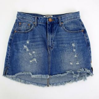 Miranda Lambert One X Teaspoon Blue Denim Distressed Fray Bottom Skirt Size 29