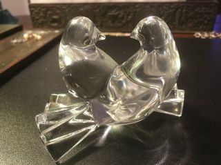 Baccarat France Crystal Figurine Love Birds Signed