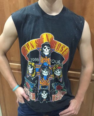 Vtg 80s Concert Tour Shirt Guns N Roses Appetite For Destruction Aerosmith 1988