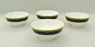(4) Lenox Classic Edition 4 7/8 " Fruit / Dessert Bowls - Gold Trim Green Marble
