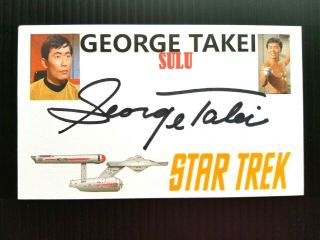 " Star Trek Os " George Takei " Sulu " Autographed 3x5 Index Card