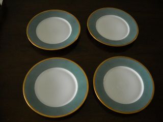 Haviland Parlon Limoges Green Arc - En - Ciel Set Of 4 Salad/desert Plates 8,  "
