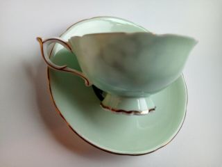 Vintage Paragon Large White Daisy Flowers Black Green Tea Cup Saucer HTF Rare 3