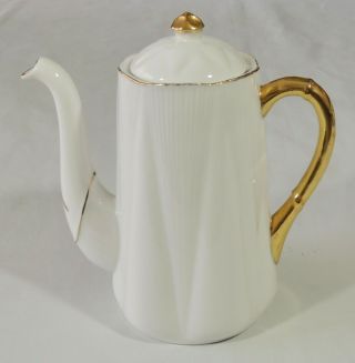 Shelley England Bone China Dainty Shape Regency White W/gold Small Coffee Pot