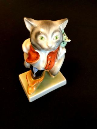 Herend Porcelain Handpainted Puss In Boots Cat Figurine From 1950 