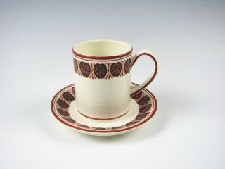 Antique Creamware Glaze Wedgwood Pottery Cup With Attached Saucer Early 19th C